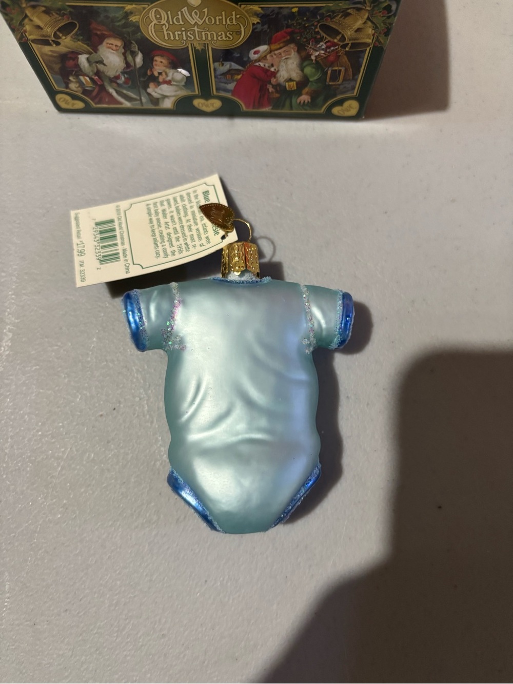 Old World Christmas Blue "Baby's First Christmas" Onesie Ornament - Picture 2 of 3